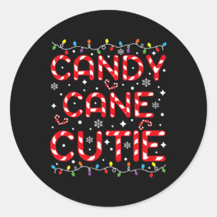 Adesivo Redondo Candy Cane Fofo Natal Divertido Crianças Infantil