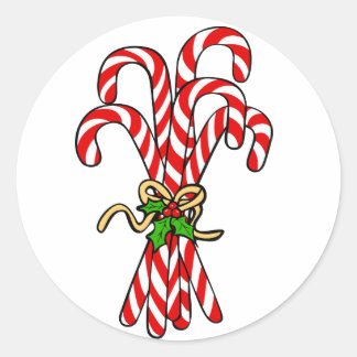 Adesivo Redondo Candy Cane Holly Sticker