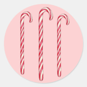 Adesivo Redondo Candy Cane Sticker