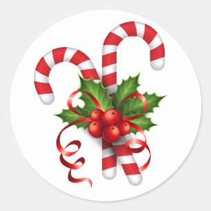 Adesivo Redondo Candy Cane Stickers