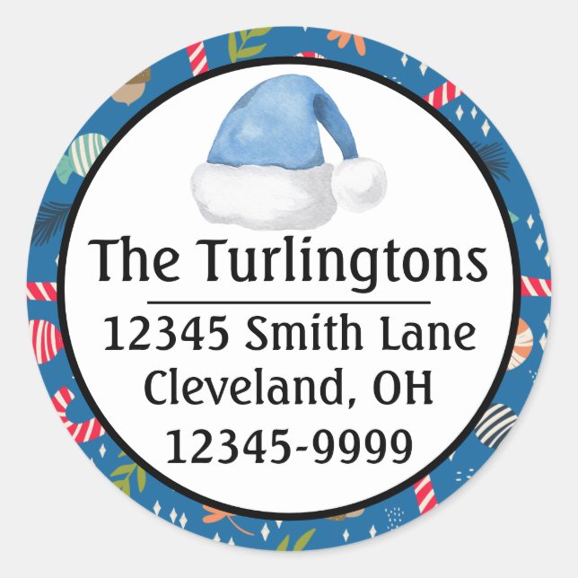 Adesivo Redondo Candy Canes e Doces de Natal Embalados (Frente)