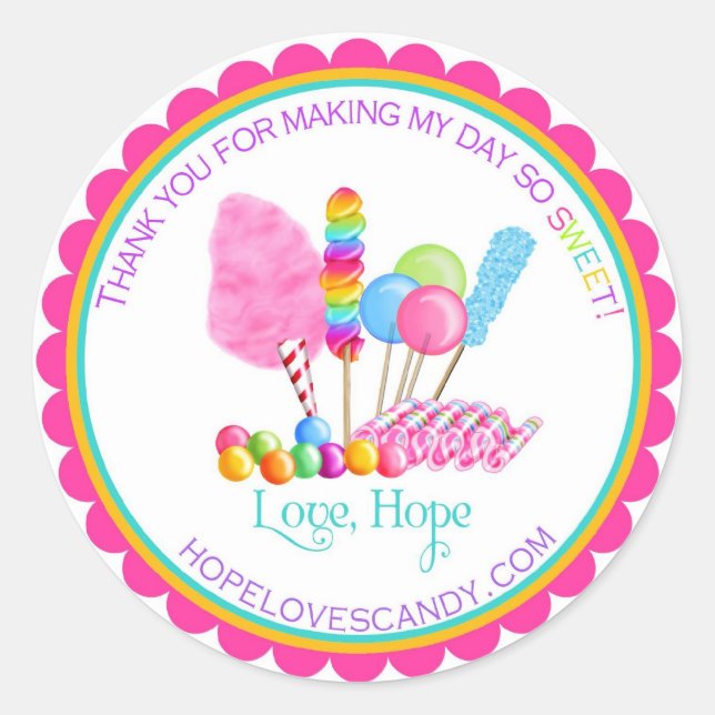 Adesivo Redondo Candy Circus Stickers (Frente)