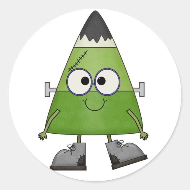 Adesivo Redondo Candy Corn Frankenstein Halloween (Frente)