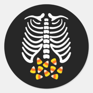 Adesivo Redondo Candy Corn Skeleton Rib Cage Halloween
