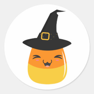 Adesivo Redondo Candy Corn Witeen Emoji Stickers