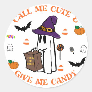 Adesivo Redondo Candy Ghost Halloween Sticker