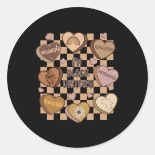 Adesivo Redondo Candy Heart Black History Month afro-americano W