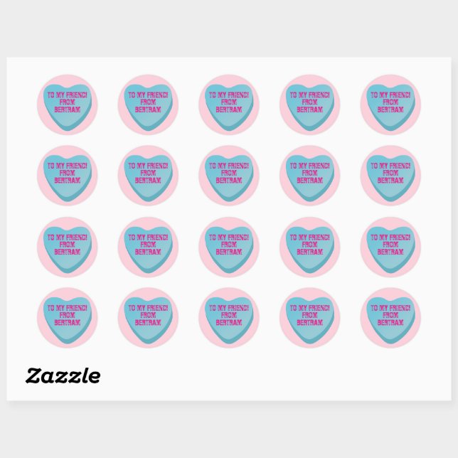 Adesivo Redondo Candy Heart Valentine's Day Exchange Sticker Blue (Folha)
