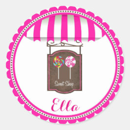 Adesivo Redondo Candy Land Sweet Compro Aniversário Favor Stickers