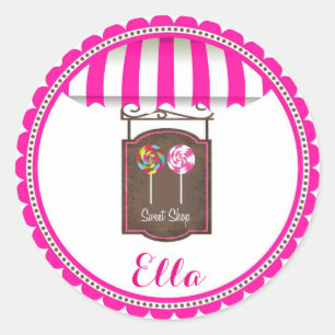 Adesivo Redondo Candy Land Sweet Compro Aniversário Favor Stickers