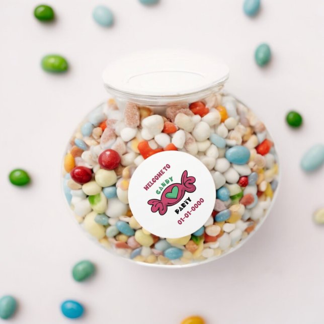 Adesivo Redondo Candy Party (candy treat sweet party theme sticker,birthday party sticker,gift pack,envelope,return gift sticker)