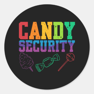 Adesivo Redondo Candy Security Candyland Halloween Costume Kids Te