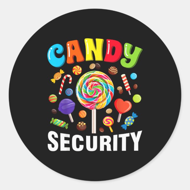 Adesivo Redondo Candy Security Funny Halloween Costume  (Frente)