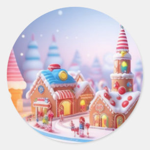 Adesivo Redondo Candyland/Fantasy Town/Sticker