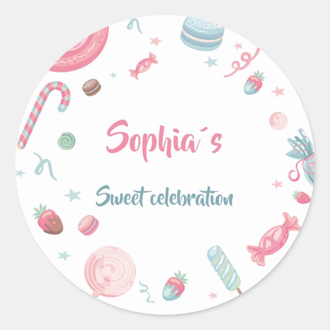 Adesivo Redondo Candyland Party Candy Land (Frente)