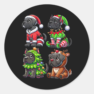 Adesivo Redondo Cane Corso Árvore de Natal Papais noeis Elf Costum