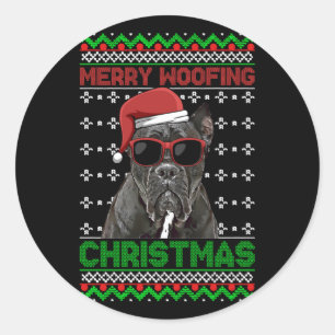 Adesivo Redondo Cane Corso Cachorro Engraçada Feliz De Maçã Natal
