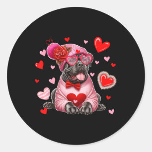 Adesivo Redondo Cane Corso Filhotes Corações de São Valentão Amant