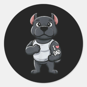 Adesivo Redondo Cane Corso I Love Pai Engraçado Dog Tattoo _1