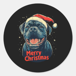Adesivo Redondo Cane Corso Santa Hat Feliz Natal Xmas Amor