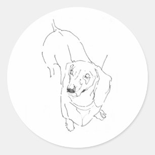 Adesivo Redondo Caneca Dachshund Fofa – Cachorro Salsicha Arte Lin