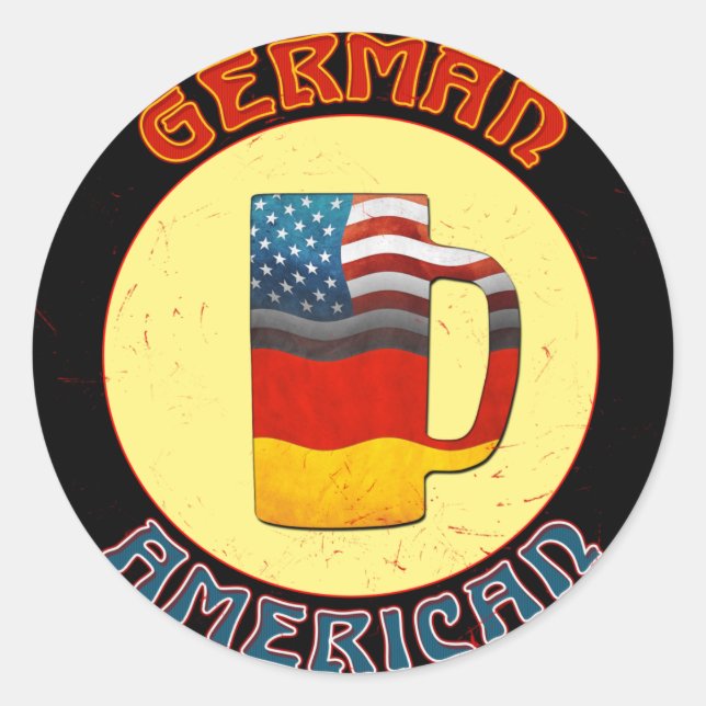 Adesivo Redondo Caneca de cerveja Americana Alemã (Frente)
