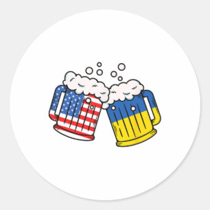 Adesivo Redondo Caneca de cerveja da bandeira americana da Ucrânia