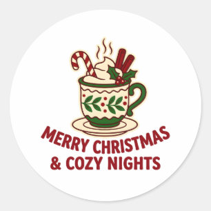 Adesivo Redondo Caneca de Natal Aconchegante Noturna