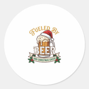 Adesivo Redondo Caneca de Natal de Cerveja Estimulada Chapéu de Pa
