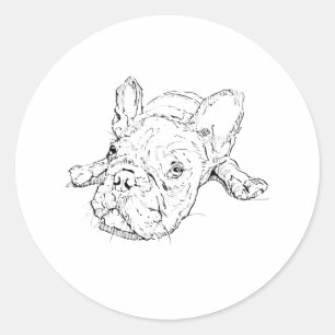 Adesivo Redondo Caneca do Adorável Bulldog Francês, Presente para 