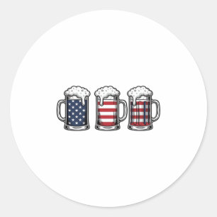 Adesivo Redondo Canecas de Cerveja Patrióticas Design de Camiseta
