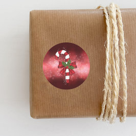 Adesivo Redondo Canela Vermelha De Candy Em Um Fundo De Bokee Verm