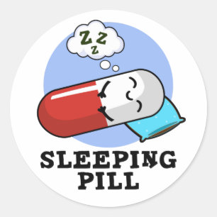 Adesivo Redondo Caneta De Comprimido Dormindo Medicina