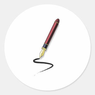 Adesivo Redondo Caneta de fonte