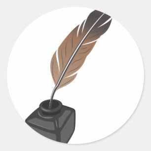 Adesivo Redondo Caneta de Quill