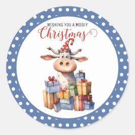 Adesivo Redondo Caneta de Vaca de Natal