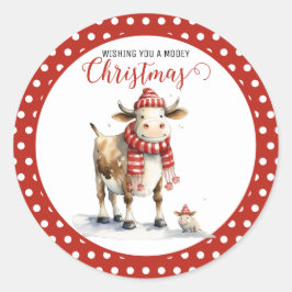 Adesivo Redondo Caneta de Vaca de Natal