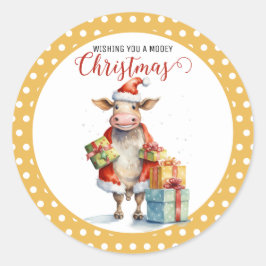 Adesivo Redondo Caneta de Vaca de Natal