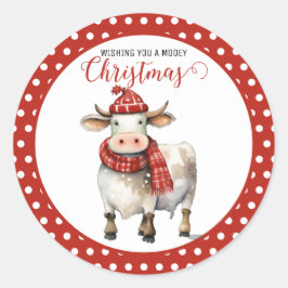 Adesivo Redondo Caneta de Vaca de Natal