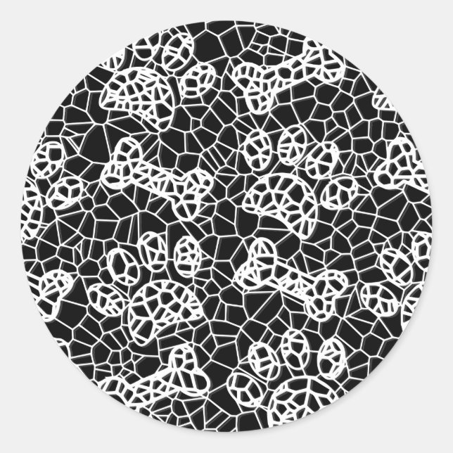 Adesivo Redondo Canetas de Cães e Ossos, Impressão de Arte Lace Fa (Frente)