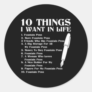 Adesivo Redondo Canetas de fonte de Caneta