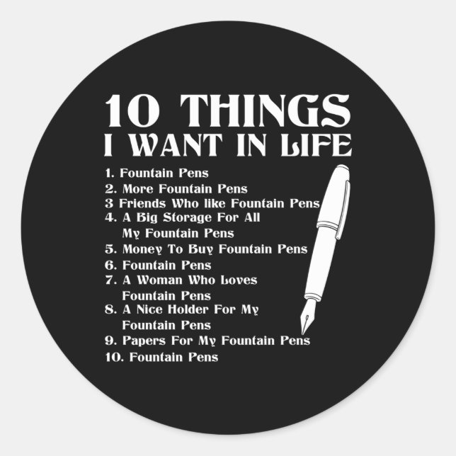 Adesivo Redondo Canetas de fonte de Caneta (Frente)