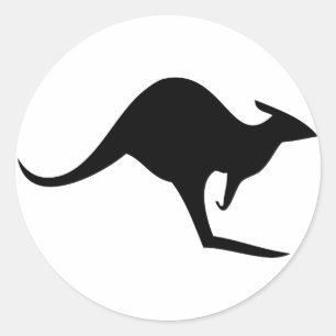 Adesivo Redondo canguru australiano preto - Austrália