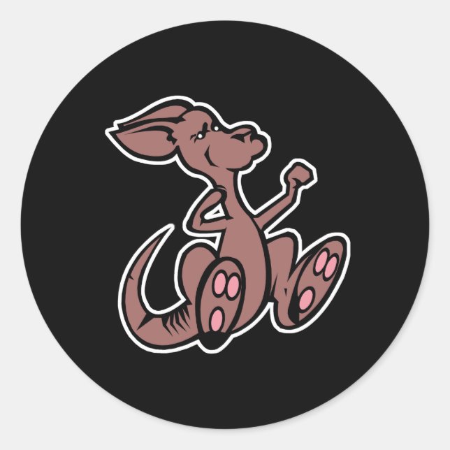 Adesivo Redondo canguru de salto fofo (Frente)