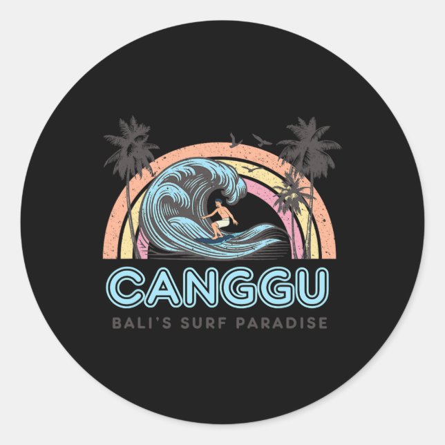 Adesivo Redondo Canguu - Li's Surf Paradise - Indonesia Surfing Fa (Frente)