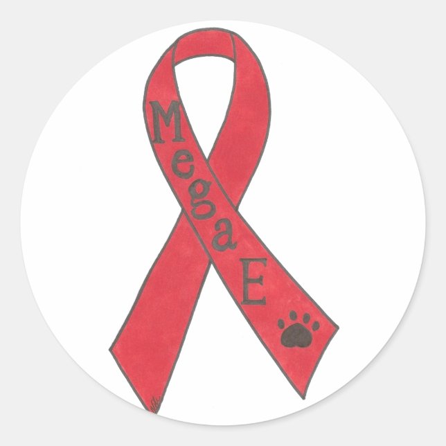 Adesivo Redondo Canine Megaesophagus Support Ribbon Sticker (Frente)