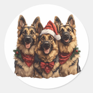 Adesivo Redondo Caninos de German shepherd de Natal