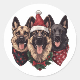 Adesivo Redondo Caninos de German shepherd de Natal