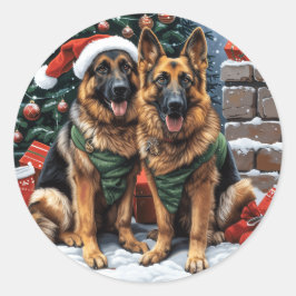 Adesivo Redondo Caninos de German shepherd de Natal