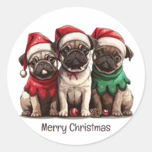 Adesivo Redondo Caninos de Natal